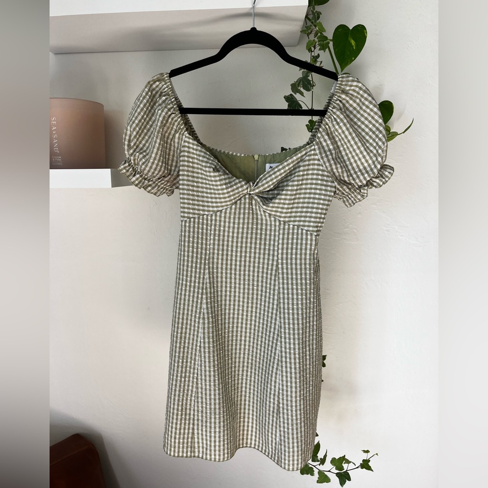 Princess Polly Checkered Puff Sleeve Midi Dress